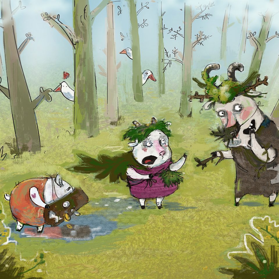 Three silly goats